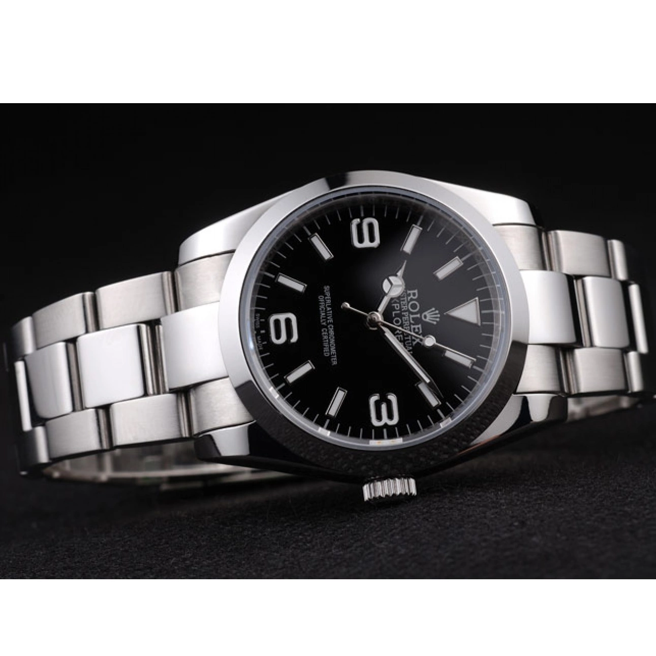 Aaa fake watches Rolex Explorer Dial Black 98087 Stainless Polished Steel 0723